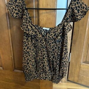 Sienna Sky Brown Leopard Print Blouse